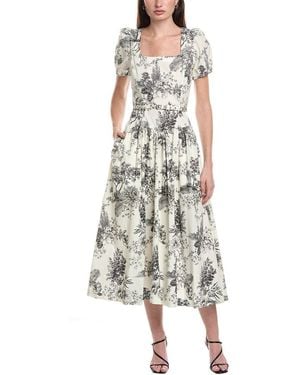 Maison Tara Stretch Poplin Short Sleeve Midi Dress - White