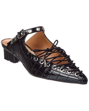 Ganni Croc-Embossed Patent Mule - Black