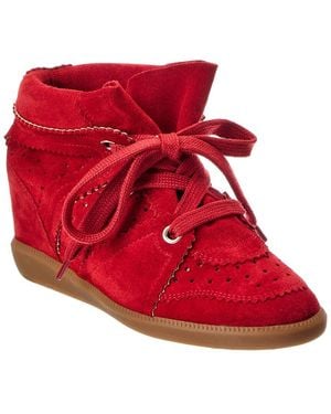 Isabel Marant Bobby Suede Wedge Trainer - Red