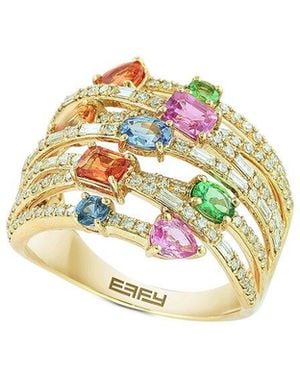 Effy Fine Jewelry 14K 2.14 Ct. Tw. Diamond & Tsavorite, Multi Sapphire Ring - Metallic