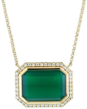Effy Fine Jewelry 14K 5.80 Ct. Tw. Diamond & Onyx Necklace - Green