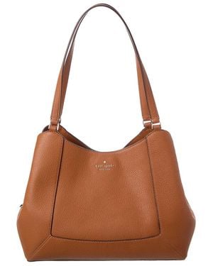 Kate Spade Lena Pebbled Leather Large Triple Compartment Shoulder Bag - Brown