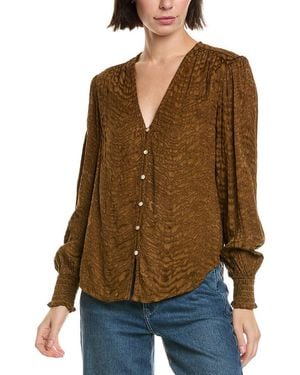 Bella Dahl Smocked Cuff Shirt - Brown