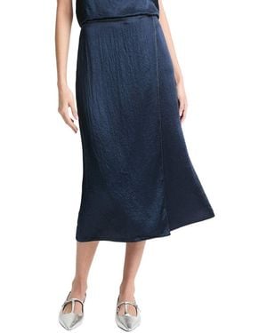 Vince Beaded Boarder Front Slit Skirt - Blue