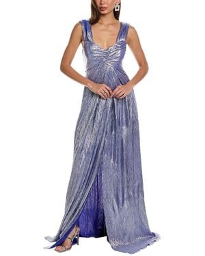 Rene Ruiz Plisse Empire Gown - Purple
