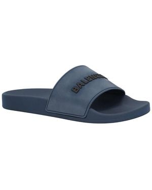 Balenciaga Rubber 3D Logo Rubber Pool Slide Sandal (Authentic Pre-Loved) - Blue