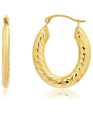 MaxColor 14K Hoop Earrings - Metallic