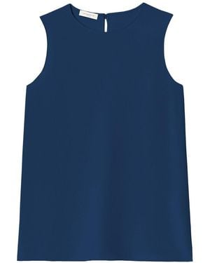 Lafayette 148 New York Sleeveless Adela Silk-Blend Blouse - Blue