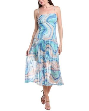 Adrianna Papell Mesh Midi Dress - Blue