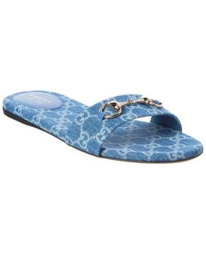Gucci Gg Horsebit Sandal - Blue