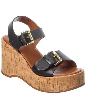 Dune Kamia Leather Wedge Sandal - Metallic
