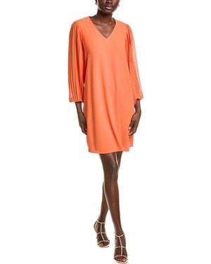 Joseph Ribkoff Pleated Sleeve Shift Dress - Orange