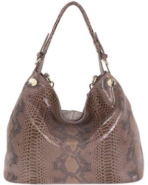 Tiffany & Fred Paris Embossed Leather Hobo Bag - Brown