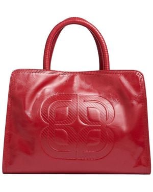 LK Bennett Ella Embossed Patent Tote - Red