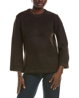 Anne Klein Braid Trim Wool-Blend Sweater - Black