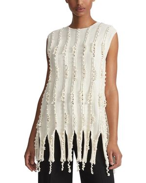 Lafayette 148 New York Hand Crochet Trim Wool-blend Tunic - White