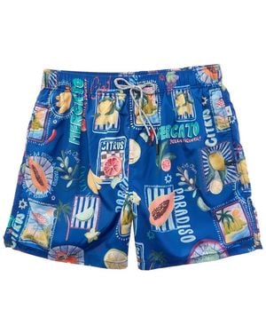 Vintage Summer Ponji Swim Short - Blue