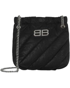 Balenciaga Xs Quilted Crush Leather Tote - Black