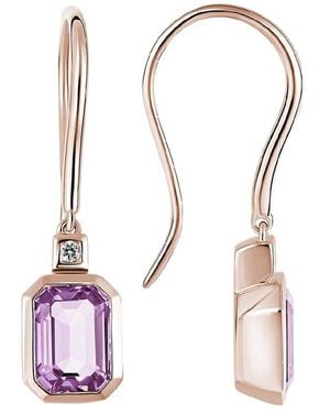 Diamond Select Cuts 14K Rose 1.88 Ct. Tw. Diamond & Quartz Earrings - Pink