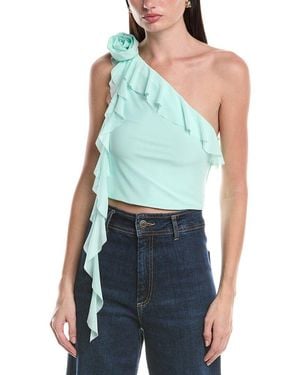 AFRM Kellon One Shoulder Crop Top - Blue
