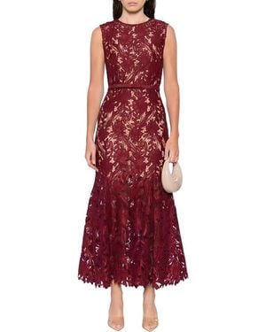 Linda Charm Embellished Midi Dress - Red