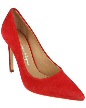 Ferragamo Ilary X5 Suede Pump - Red