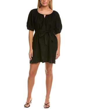 Velvet By Graham & Spencer Greta Short Sleeve Linen Mini Dress - Black