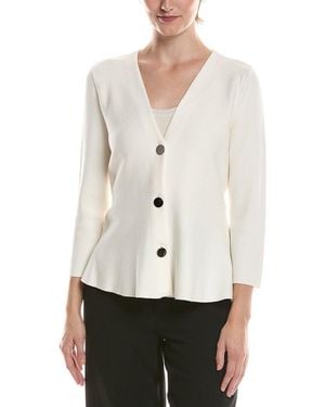 Anne Klein V-Neck Peplum Jacket - White