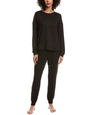 Sanctuary 2Pc Pajama Shirt & Pant Set - Black