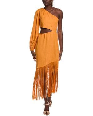Le Superbe Fringe With Benefits Linen-Blend Maxi Dress - Orange
