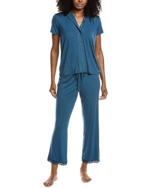 Natori 2Pc Feathers Essentials Notch Pyjama Set - Blue