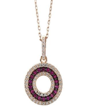 Suzy Levian CZ Jewelry Suzy Levian Silver Cz Pendant Necklace - Pink