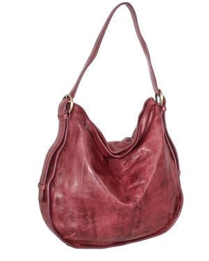 Nino Bossi Carlotta Hand-Dyed Vintage Leather Hobo Bag - Red