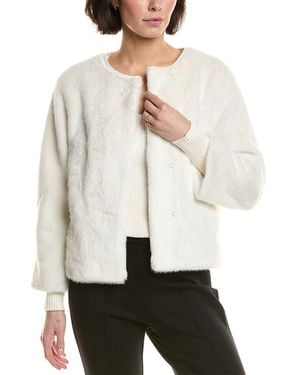 Tahari Vegan-Fur Jacket - White