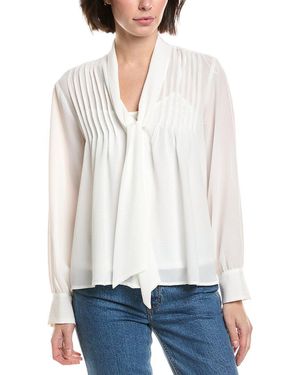 Vince Camuto Front Tie & Pintuck Blouse - White