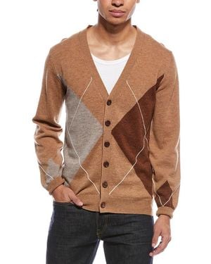 Brodie Cashmere Argyle Wool & Cashmere-Blend Cardigan - Brown