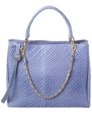 Juliana Cortini Aviva Woven Leather Shoulder Bag - Blue