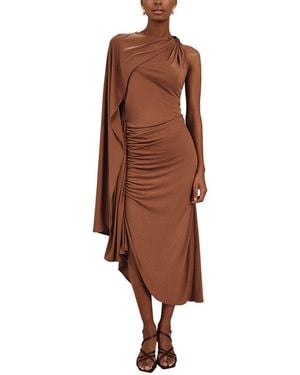 Reiss Kyra Cape Sleeve Jersey Dress - Brown