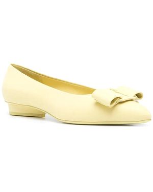 Ferragamo Viva Vara Bow Leather Ballet Flat - Metallic