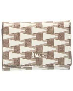 Bally Pennant Leather Card Holder - Natural