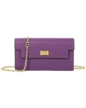 Tiffany & Fred Paris Saffiano Leather Convertible Wallet/Clutch - Purple