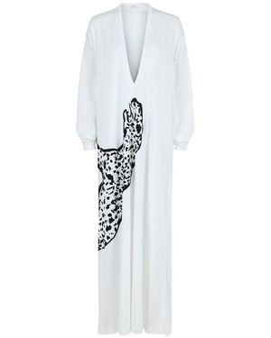 Ferragamo V-neck Oversized Maxi Dress - White