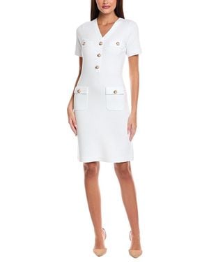 St. John Punto Riso Knit A-Line Dress - White