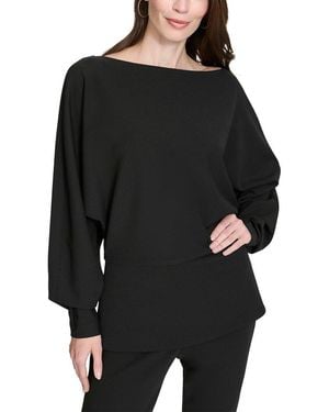 Halston Long Sleeve Dolman Blouse - Black