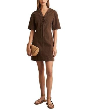 Reiss Tia Lace Up Shift Dress - Brown