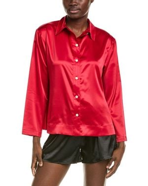 Natori Glamour Button-Down Top - Red