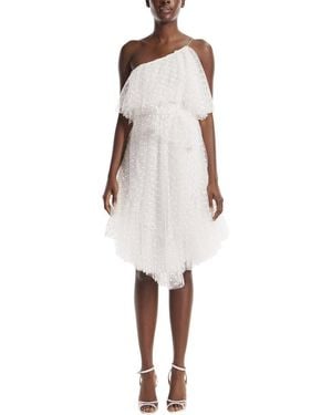 Monique Lhuillier One-shoulder Spaghetti Strap Cocktail Dress - Natural