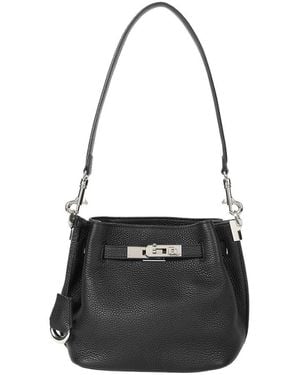 Tiffany & Fred Paris Pebbled Mini Leather Bucket Bag - Black