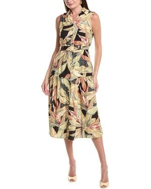 Nicole Miller Jade Linen-Blend Midi Dress - Metallic