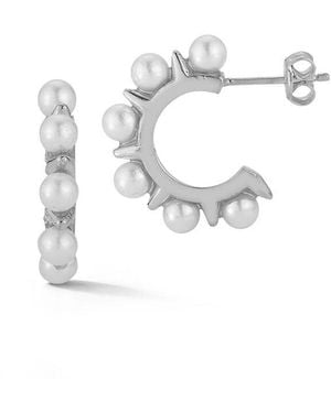 Glaze Jewelry Rhodium Plated Spiked Earrings - White